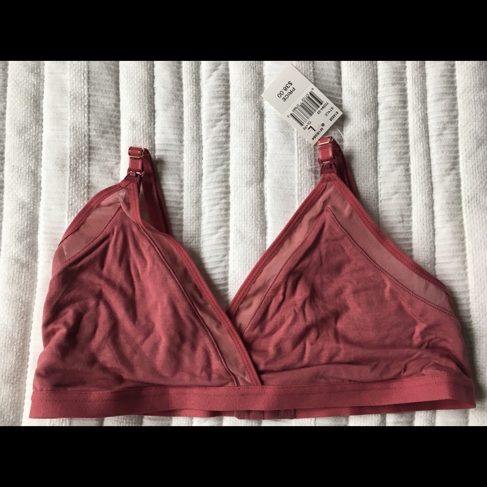 NWT- mesh nursing wireless bra - burgundy